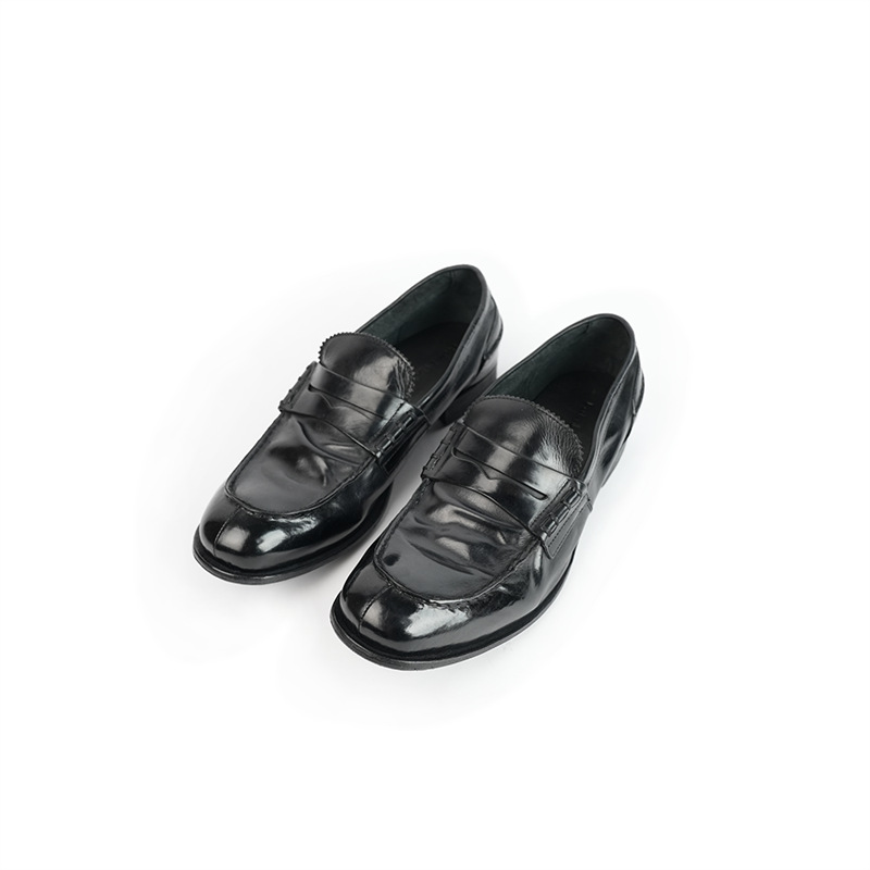 Loafers low-top shoes 2025 spring new men's shoes retro small leather shoes thick heel low heel slip-on single shoes for men