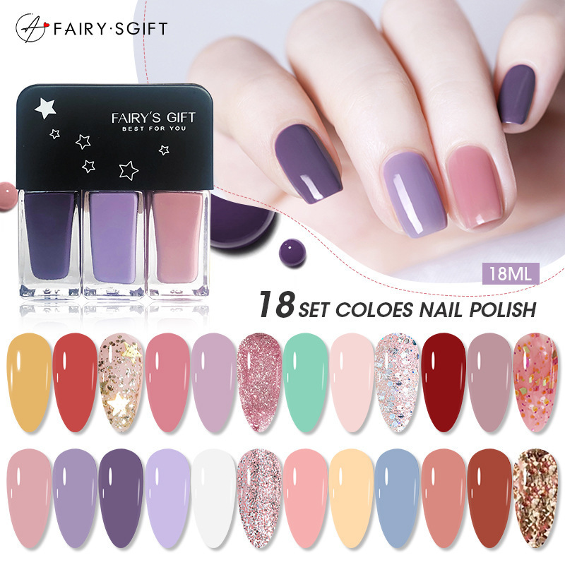 Quick-drying nail polish set, quick-drying, no-bake gel, ice-transparent glitter, non-peelable autumn and winter new color nail polish