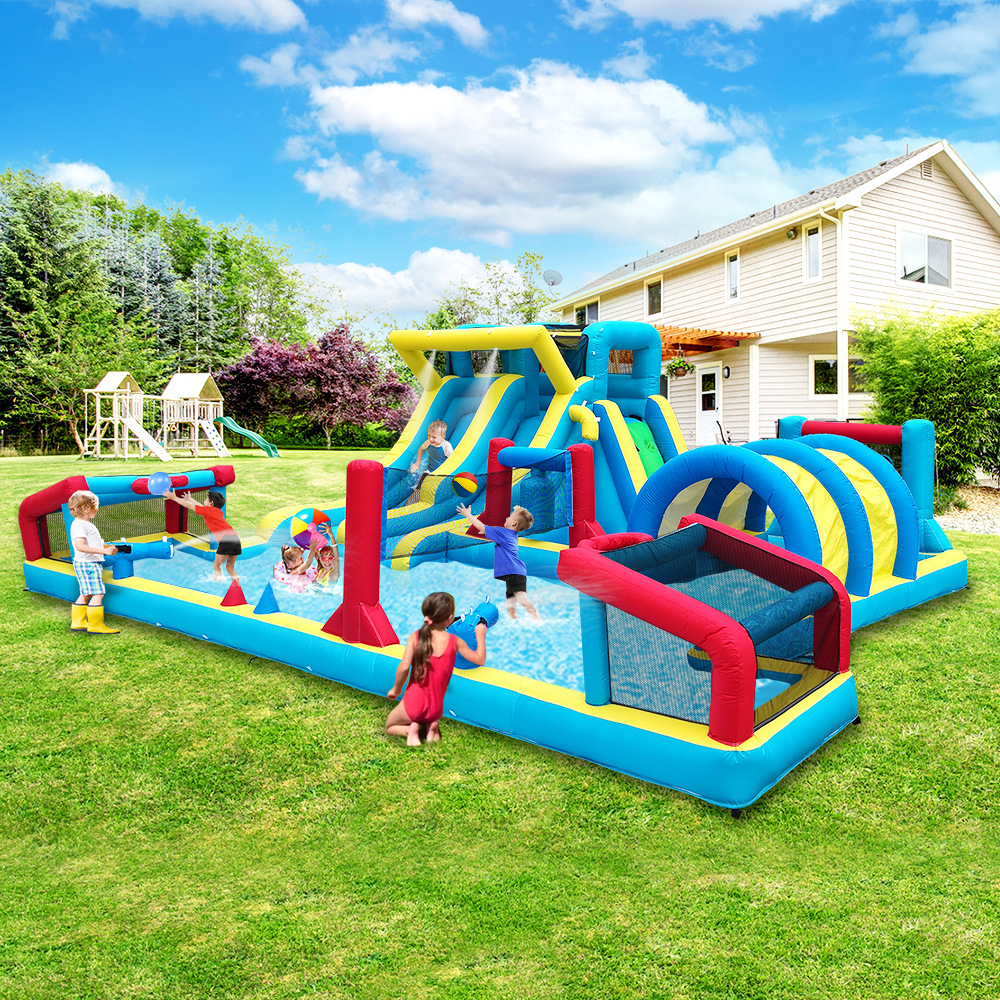 Outdoor naughty castle household inflatable slide with water slide children's small inflatable castle combination amusement park toy