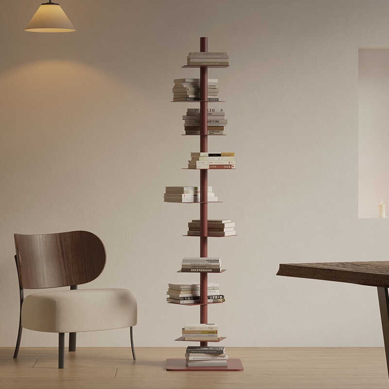 Creative designer rotating invisible spiral bookshelf display rack living room iron home corner shelf narrow bookcase