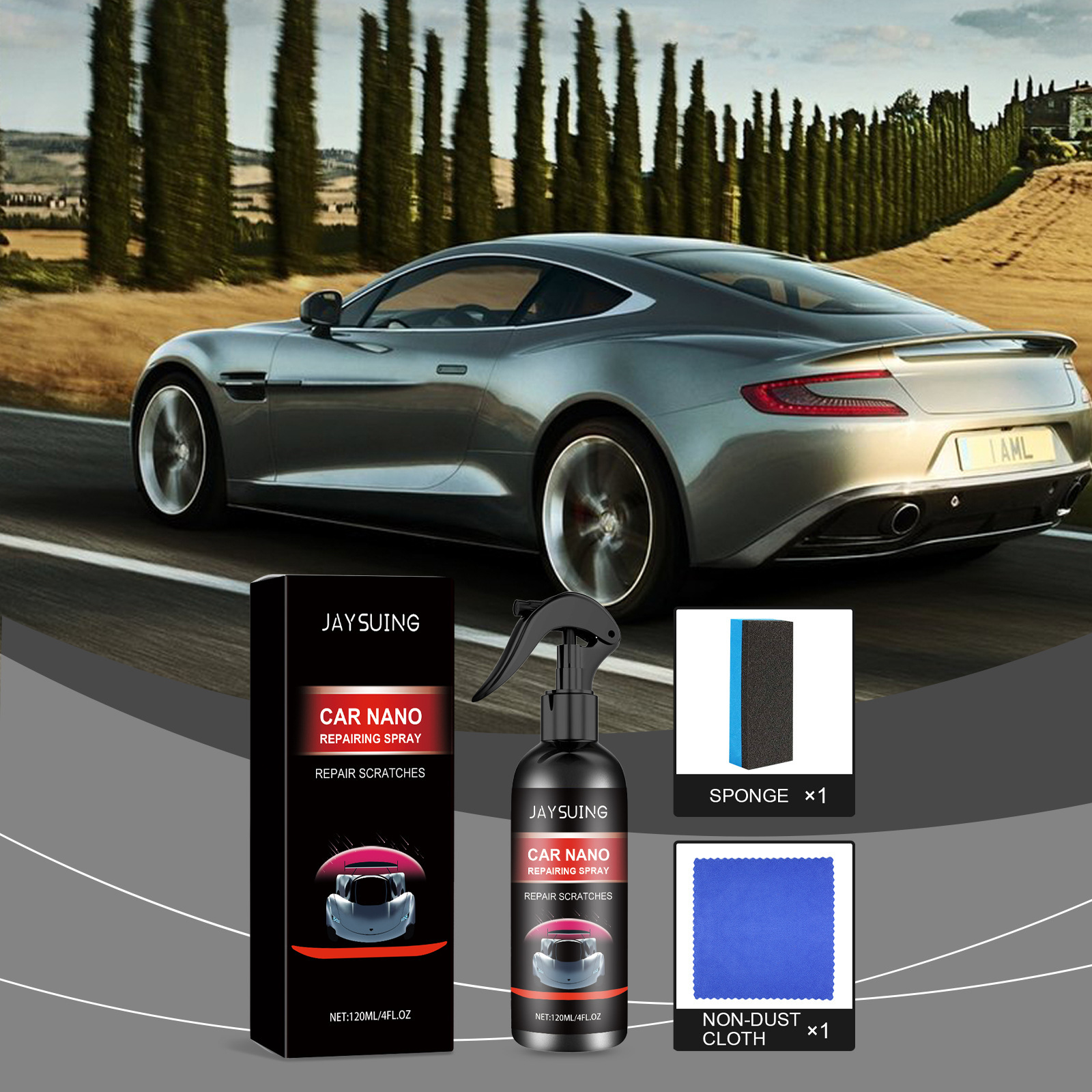 Jaysuing car coating spray set, car paint polishing, maintenance, anti-fouling touch-up, maintenance, scratches and stains