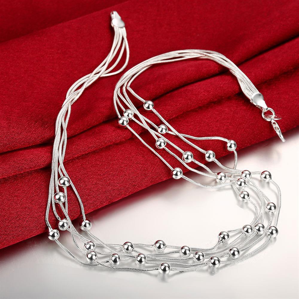 Korean fashion hot-selling jewelry manufacturer direct sales wholesale silver jewelry exquisite five-line light bead necklace dropshipping N213