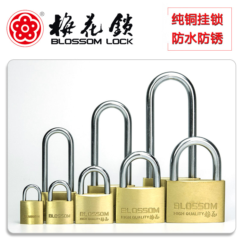 Plum Blossom Lock Thin Copper Padlock Extended Lock Beam Copper Lock Lock Wholesale Furniture Lock Can Be Opened