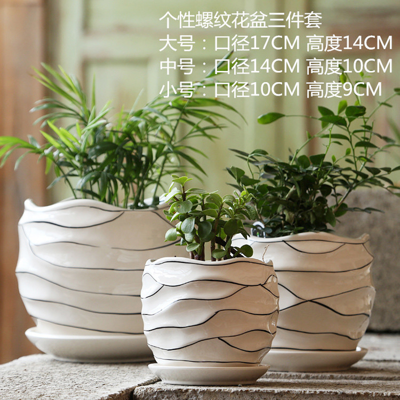 Manufacturer ceramic flower pot wholesale large personalized flower pot indoor simple succulent flower pot with tray TEMU labeling