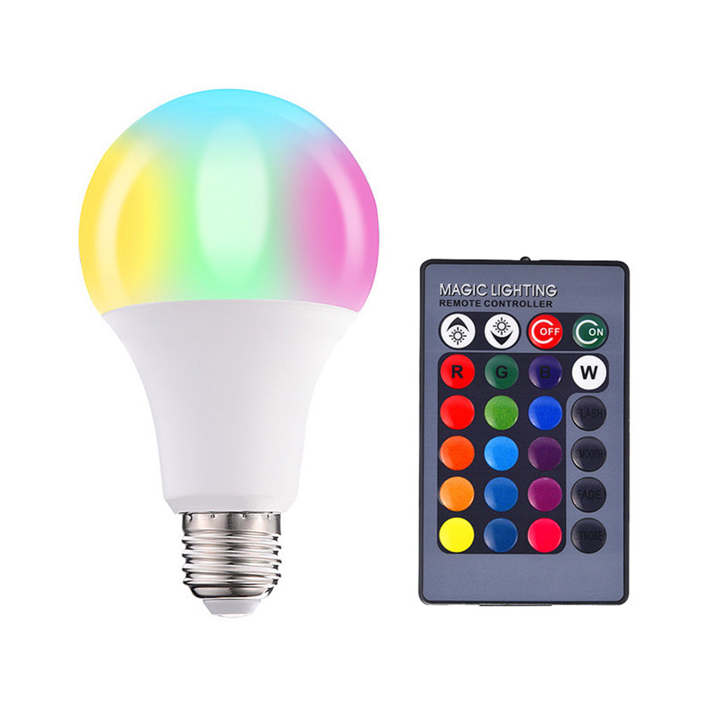 Color changing remote control bulb with memory led colorful rgb bulb color bulb A60 plastic wrapped aluminum constant current A19