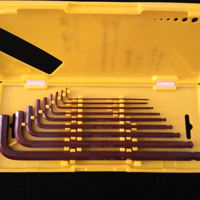 Hexagonal wrench set extended S2 boxed ball head hexagonal wrench nine-piece set s2 alloy steel hexagonal wrench set