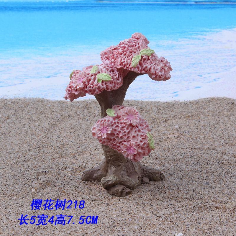 Factory direct supply of fish tank decoration, DIY landscaping, flower pot accessories, cherry blossom tree, resin handicraft ornaments, pink tree