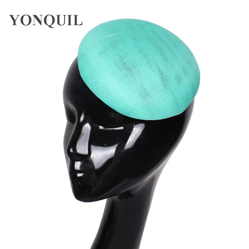 Foreign trade dropshipping round top hat DIY accessories imitation linen jade green hat embryo light hat diameter 15 cm