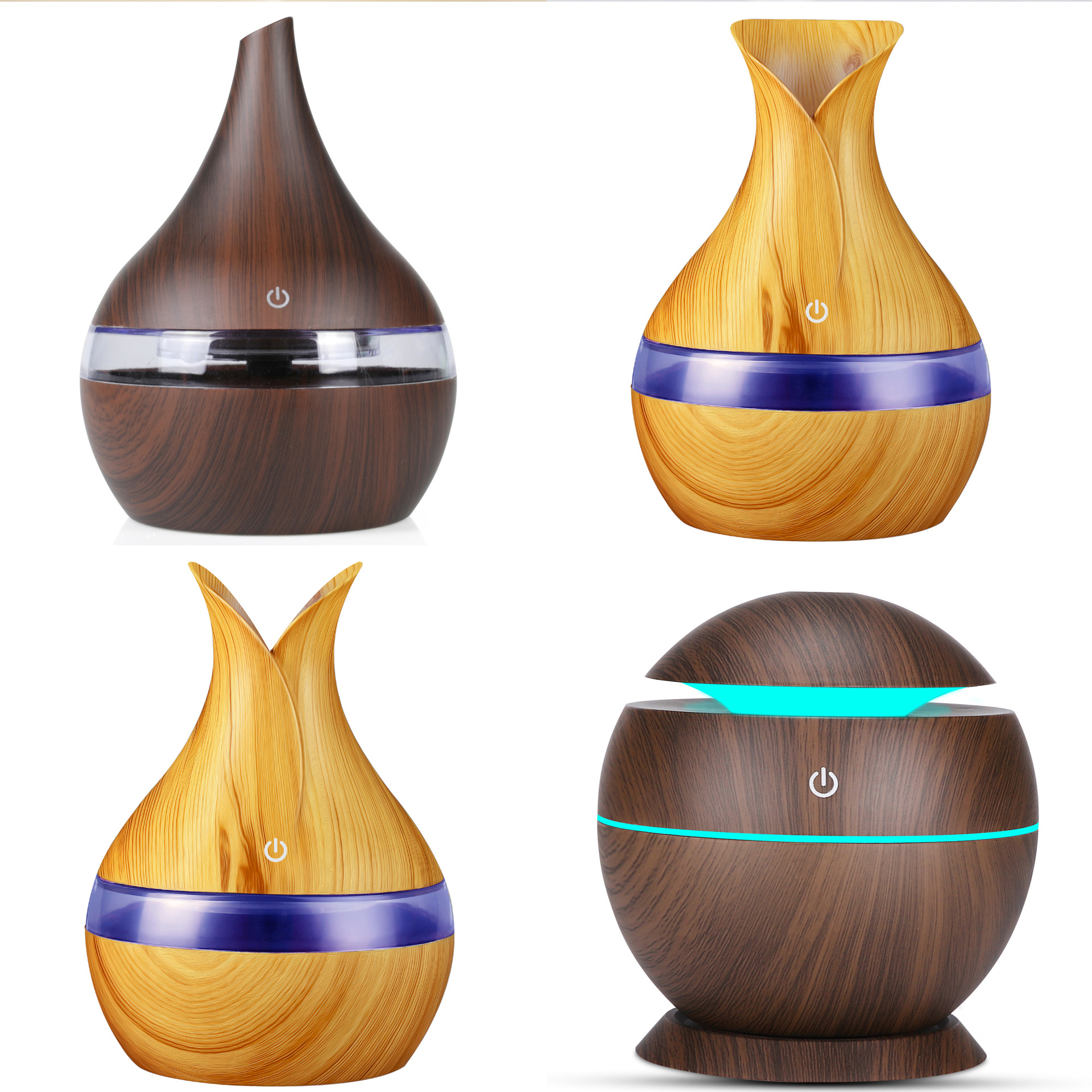 USB humidifier luminous 5V household heavy fog air humidifier wood grain air purifier aromatherapy machine wholesale