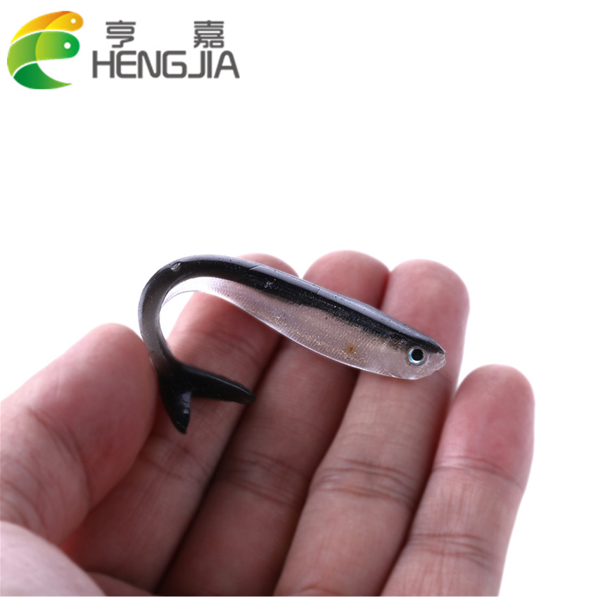 HENG JIA 10pcs two-color small fish lure soft bait 8cm/2g fishing loach soft bait wholesale