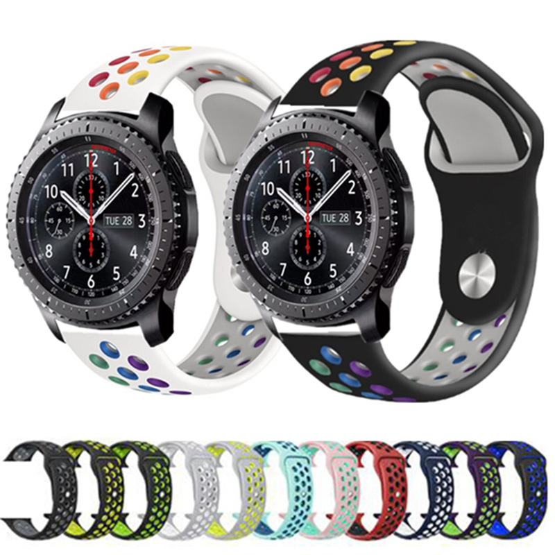 Suitable for Huawei GT5/4 Samsung gearS3 Huami Amazfit2 two-color silicone strap 20mm22mm smart