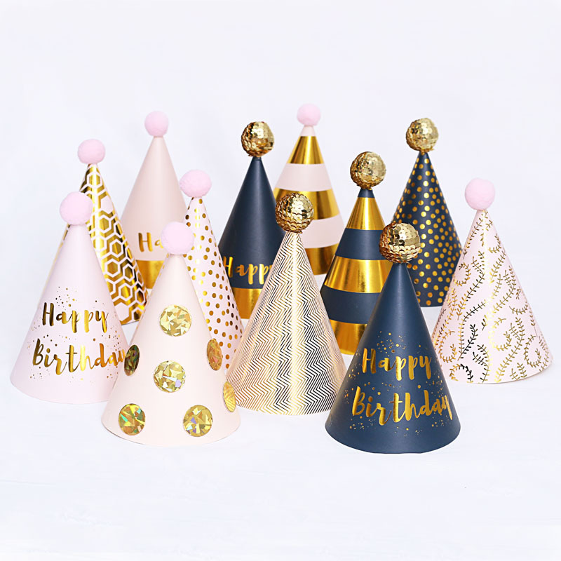 Birthday Party Hat Plush Ball Gold Ball Sequin Ball Party Birthday Hat Baby and Child Dress Up Birthday Hat