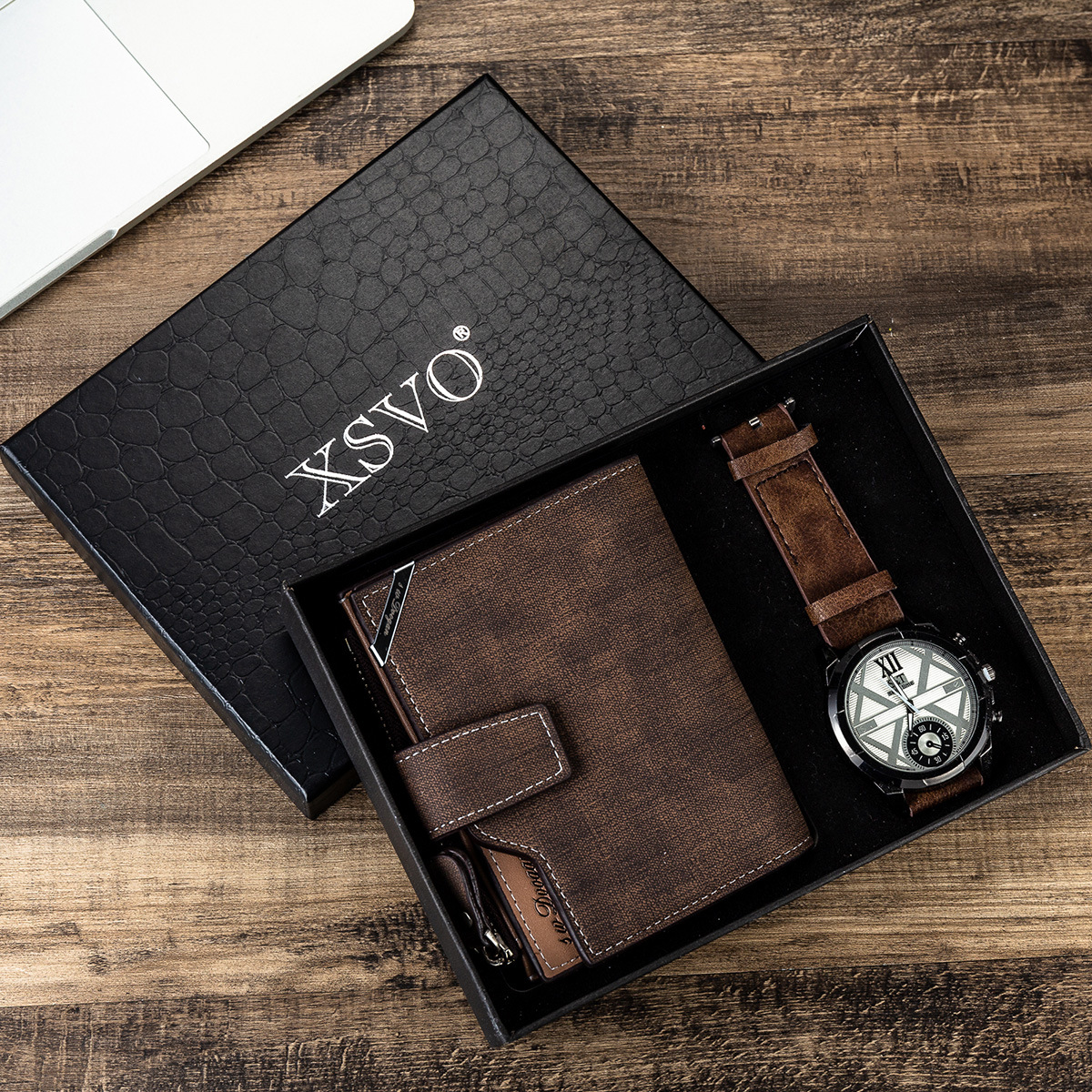 Exquisite gift set cufflinks plus wallet enlarged dial quartz watch plus pen factory direct sales D