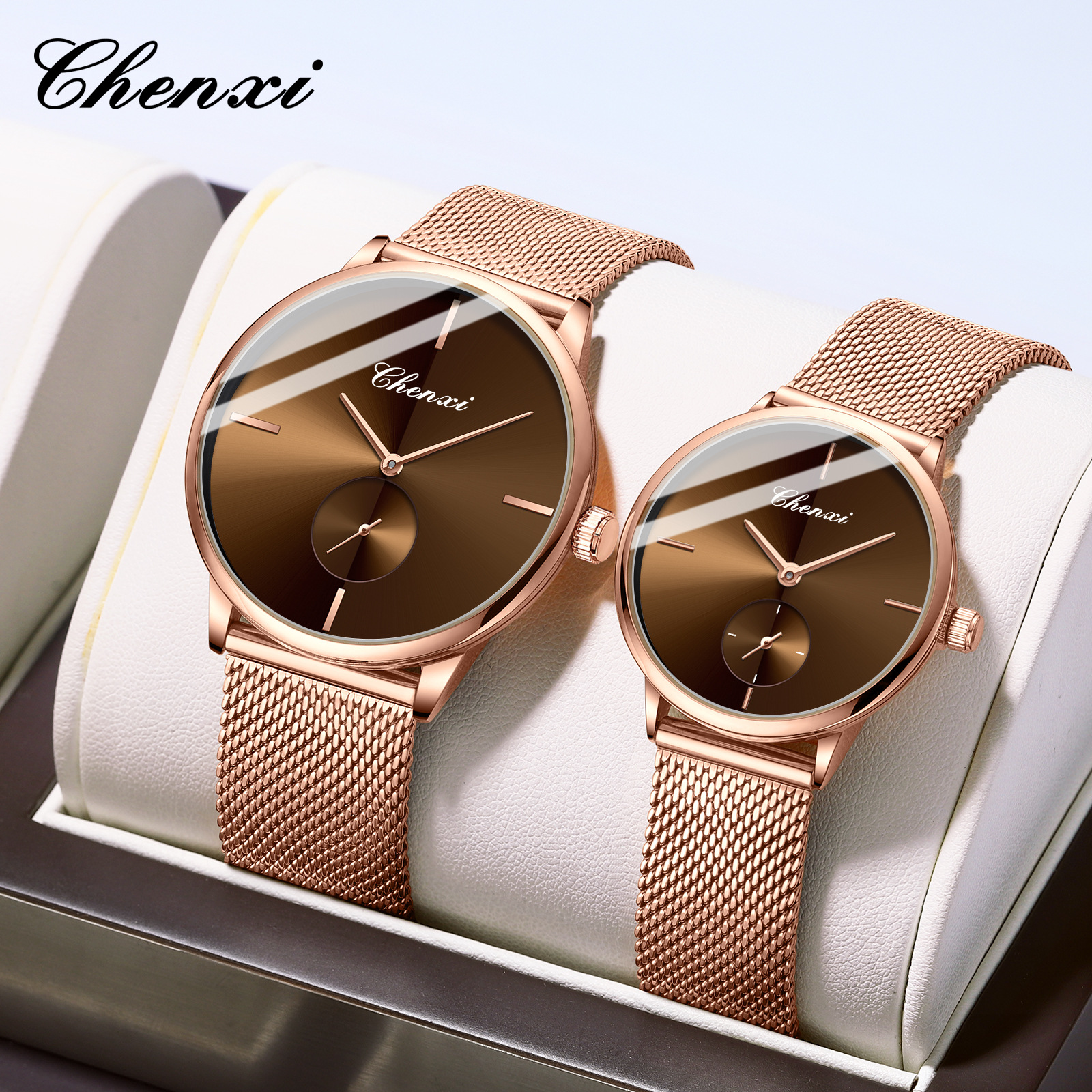 Chenxi Steel Mesh Strap Thin Couple Watch Fashion Simple Live Broadcast Cross-Border Manufacturer Wholesale Waterproof Men's and Women's Quartz Watch