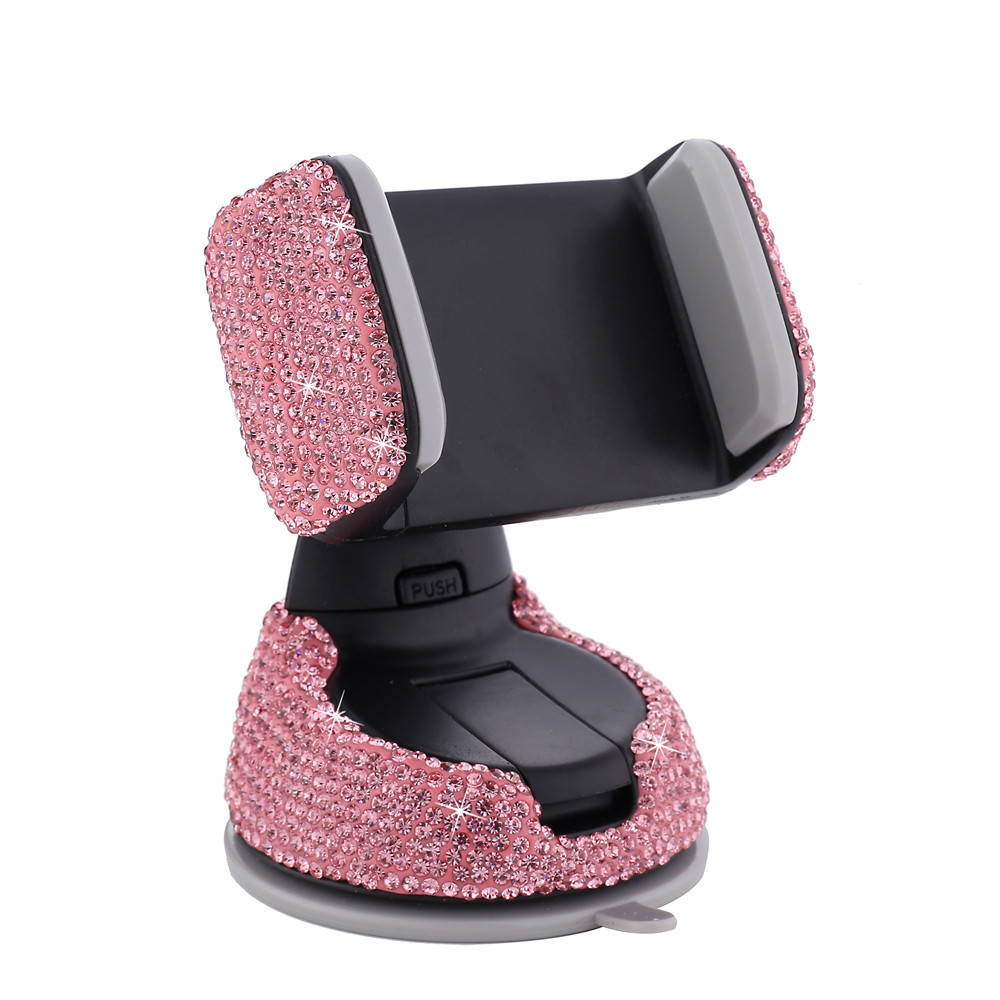 Diamond-encrusted car mobile phone holder multi-functional air outlet car navigation bracket car suction cup rotating mobile phone holder for women