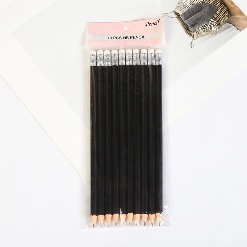 Cartoon eraser yellow pencil HB pencil woodless pencil student learning office supplies round hexagonal pencil 5