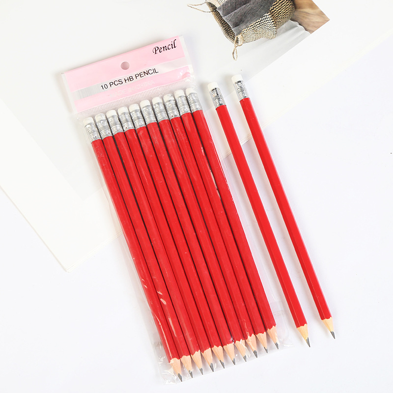 Cartoon eraser yellow pencil HB pencil woodless pencil student learning office supplies round hexagonal pencil 7