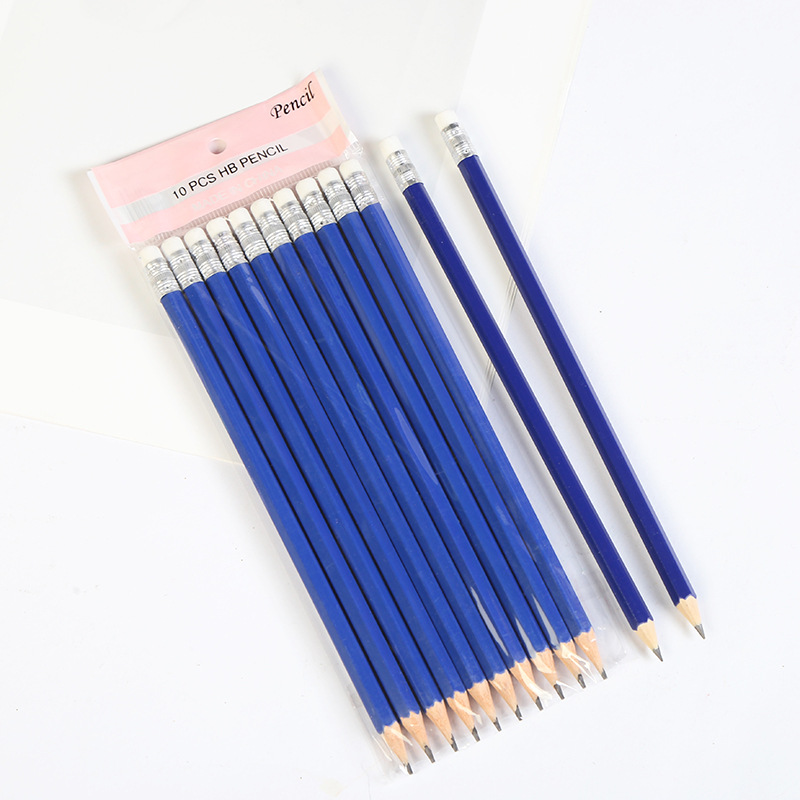 Cartoon eraser yellow pencil HB pencil woodless pencil student learning office supplies round hexagonal pencil 8