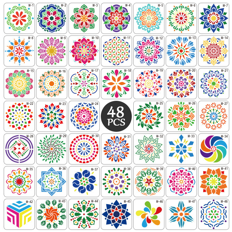 Amazon hot selling mandala template plastic hollow drawing template diy art accessories drawing ruler factory direct sale