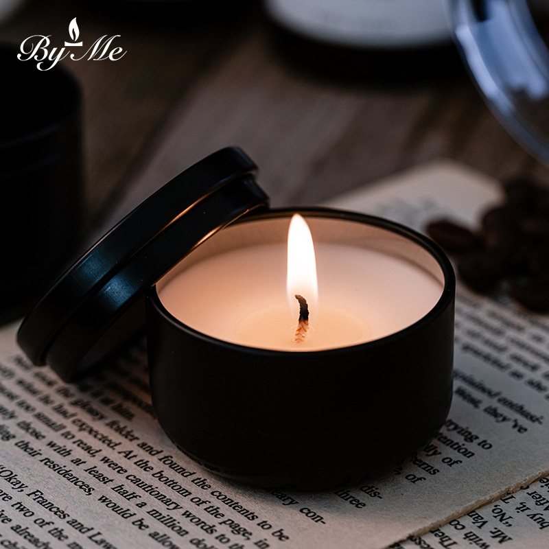 BYME scented candle sample 40g soy wax aromatherapy black tin can essential oil New Year's Eve balloon