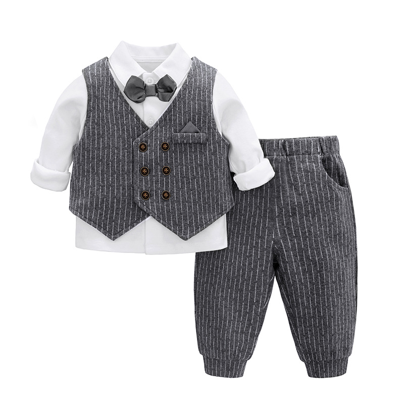Children's Clothing Autumn Clothing Category A Boys' Suits Spring and Autumn Infant Dresses British Baby Boy Small Suits Cross-border