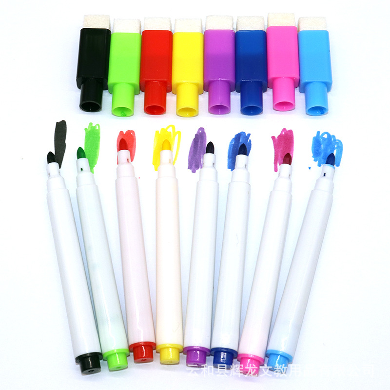 Manufacturer wholesale whiteboard markers erasable children's painting graffiti plastic magnetic belt brush color water-based markers 3