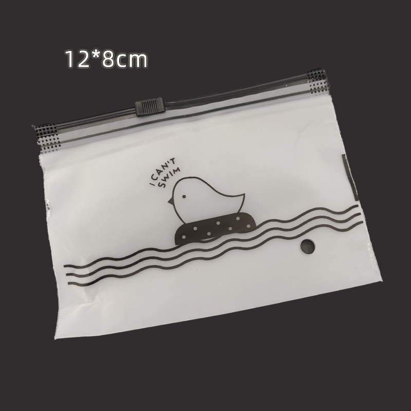 Creative cartoon bird, chicken, daisy flower, translucent frosted ziplock bag, travel portable storage bag, rubber band zipper bag 7