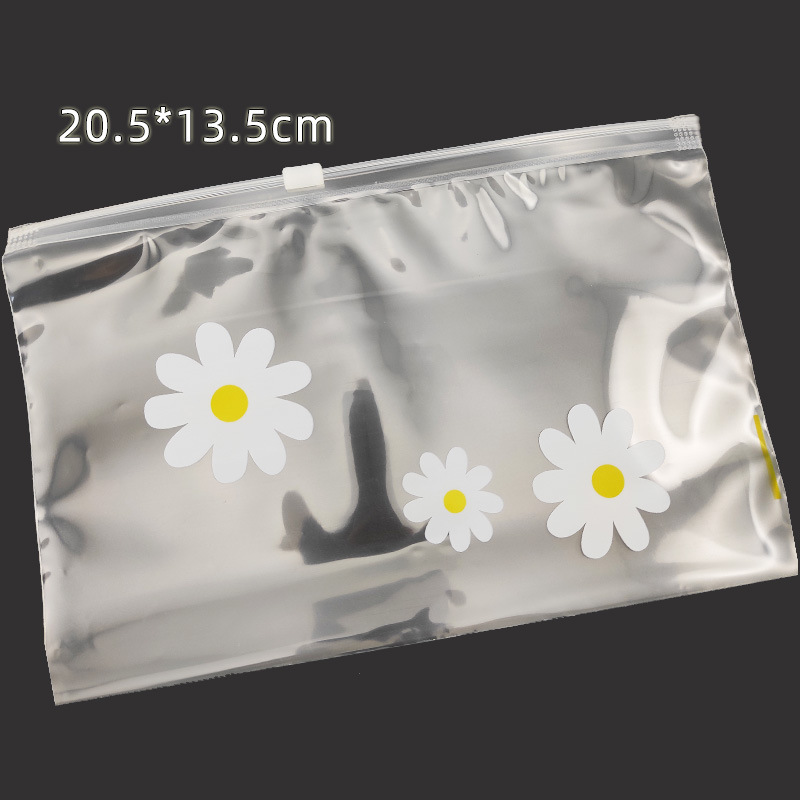 Creative cartoon bird, chicken, daisy flower, translucent frosted ziplock bag, travel portable storage bag, rubber band zipper bag 9