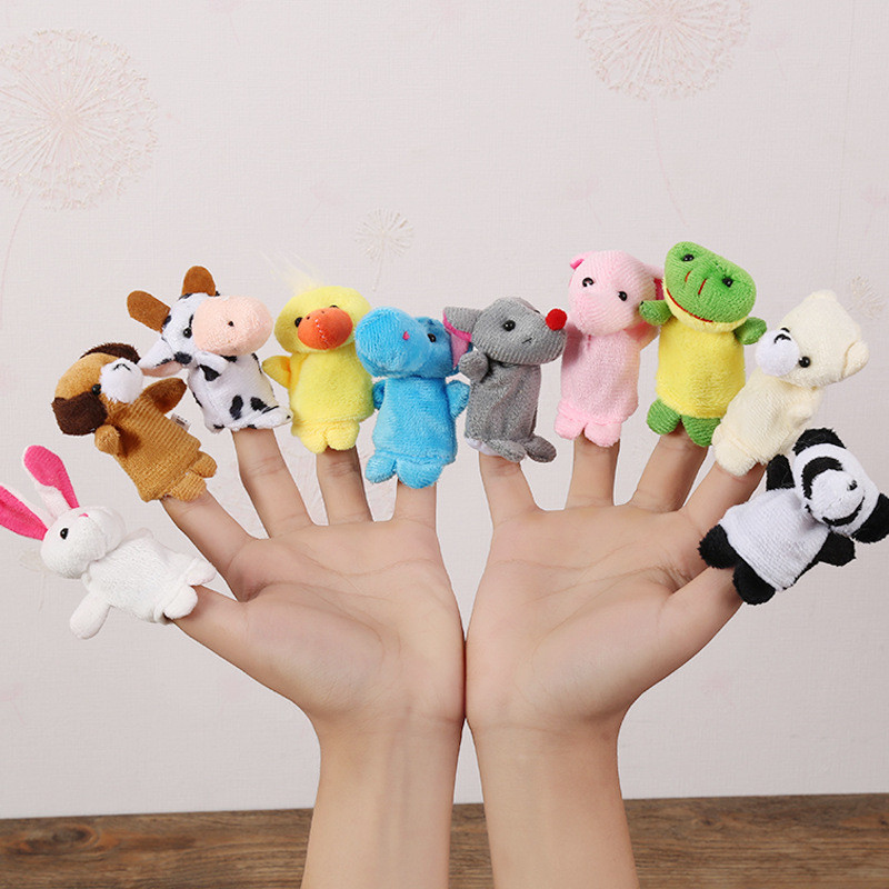 Cartoon hand puppets, finger puppets, baby children's storytelling, early education, educational comfort dolls, plush small toys