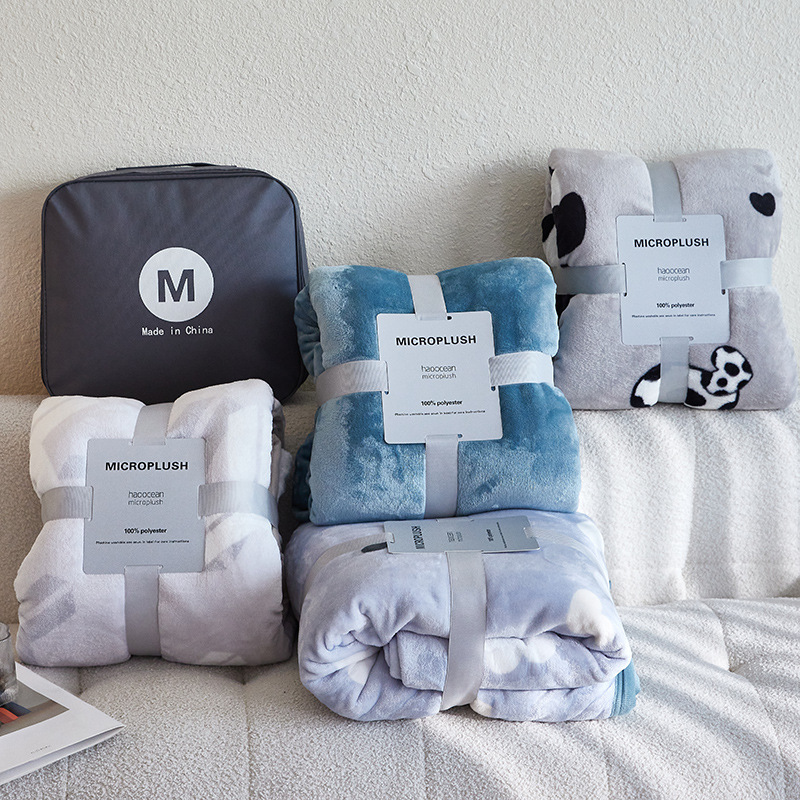 Cross-border European solid color flannel blanket nap blanket Class A office blanket dormitory gift blanket blanket wholesale