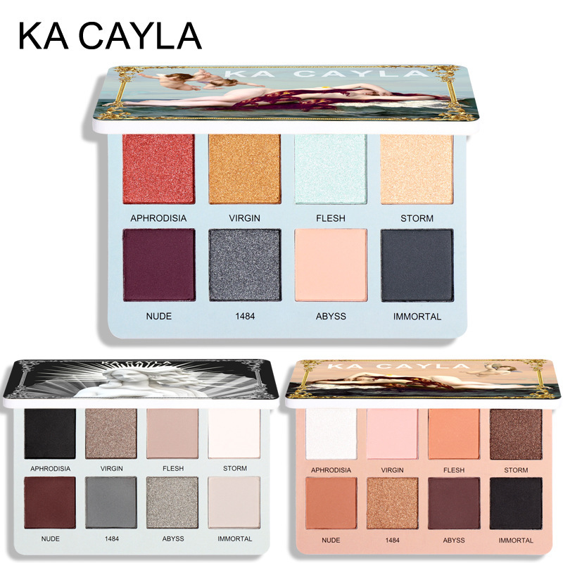 Foreign trade cosmetics KA CAYLA 8-color eyeshadow palette EVA matte eyeshadow metallic pearlescent flash foreign trade cross-border
