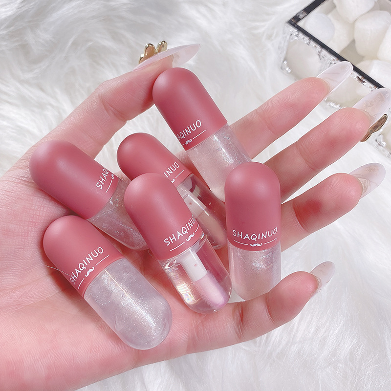 SHAQINUO Mini Capsule Lip Gloss Transparent Color Changing Moisturizing Moisturizing Color Changing Lip Glaze Watery Mirror Lip Glaze