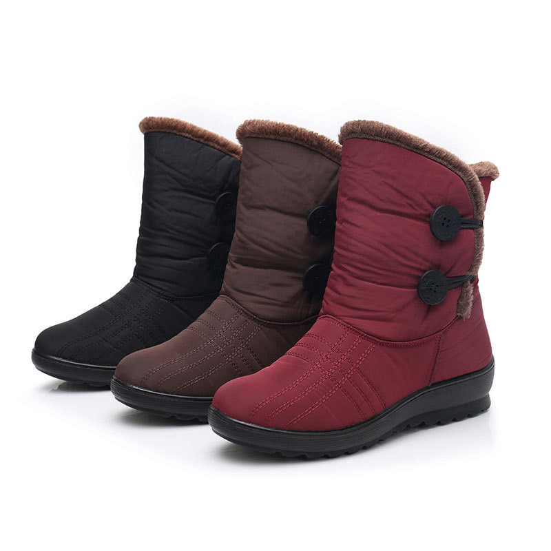 Winter plus velvet warm mother cotton boots flat non-slip waterproof short boots tendon sole snow boots drop shipping