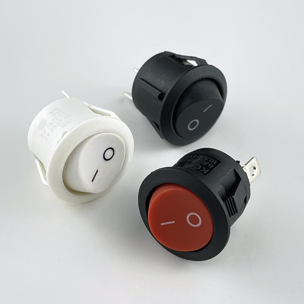 Boat-shaped switch KCD1 boat-shaped full circular rocker power switch opening 20mm15 three-speed with light two feet three feet 3