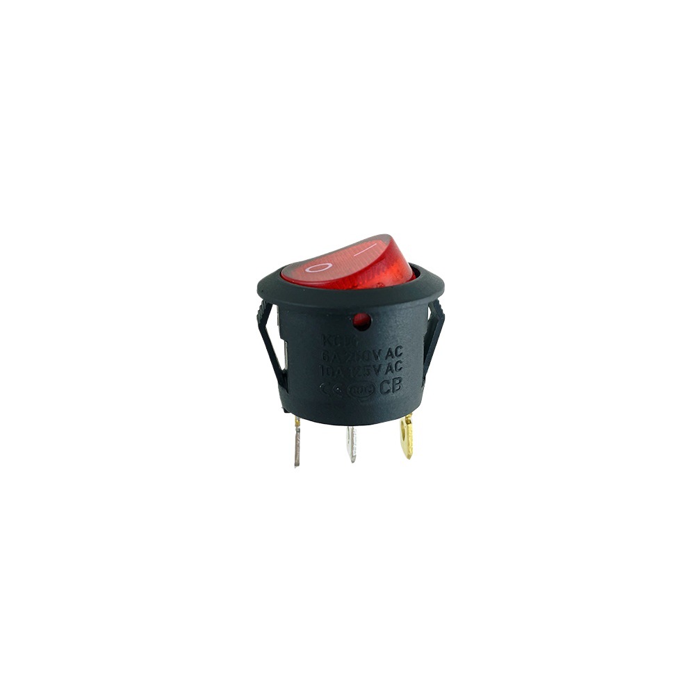 Boat-shaped switch KCD1 boat-shaped full circular rocker power switch opening 20mm15 three-speed with light two feet three feet 6