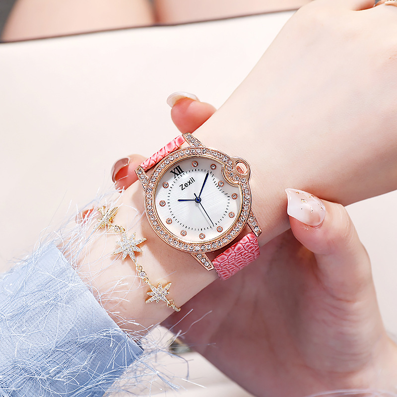 New watch ladies ins style fashion internet celebrity blue needle imitation shell rhinestone simple temperament student female model
