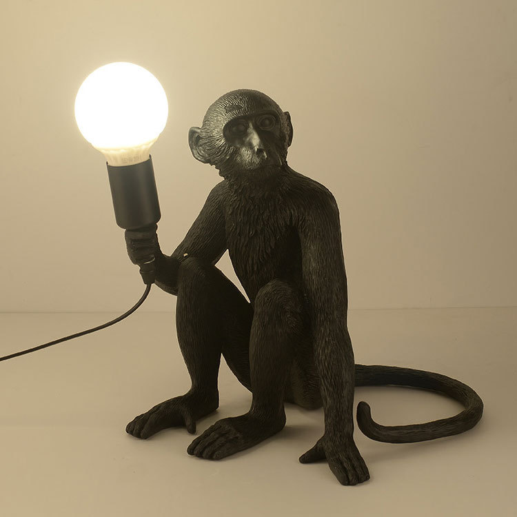 Nordic creative monkey resin lamp hemp rope lamp personalized creative clothing store restaurant retro industrial style animal lighting