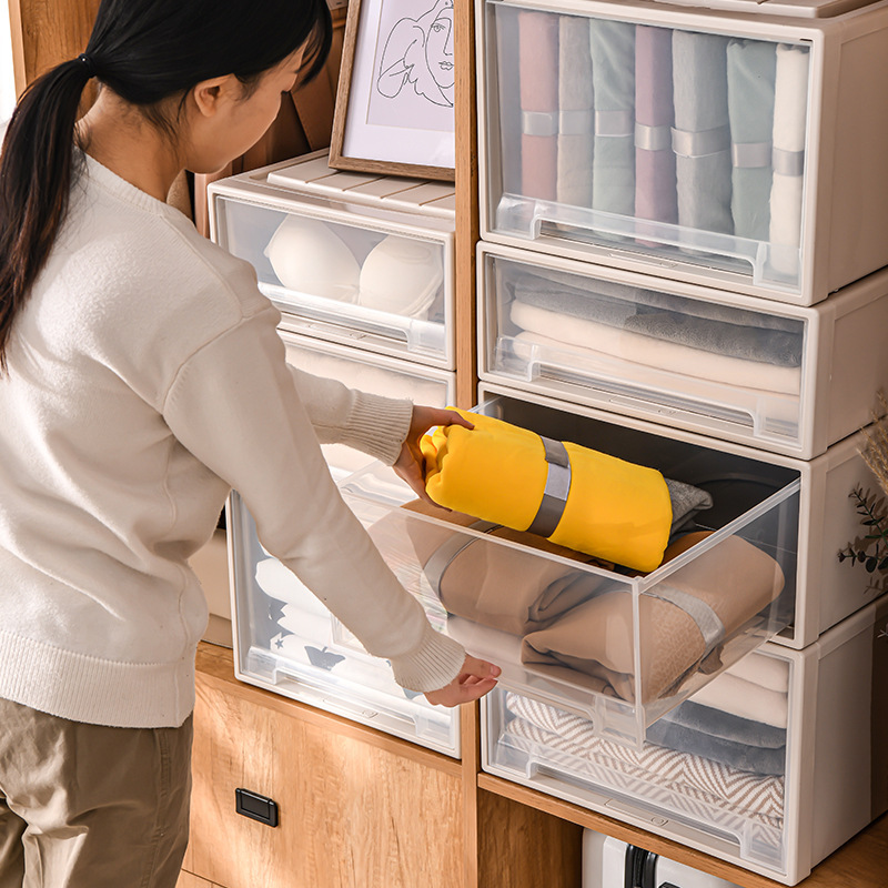 Transparent plastic drawer storage box home wardrobe storage box clothes storage box cabinet clothing organization