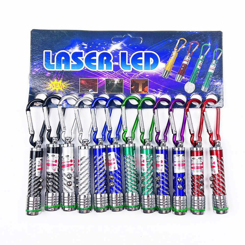 Engraved three-in-one mini gift flashlight, laser light, white light strobe light, LED lighting, portable flashlight
