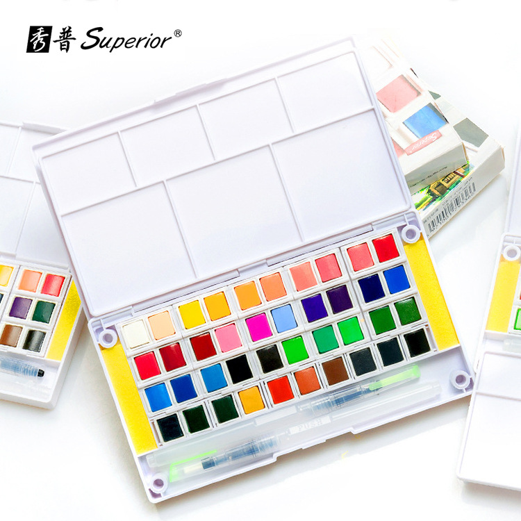 Xiupu solid watercolor paint set for students, beginners and children 12/18/30/36 color painting tool set
