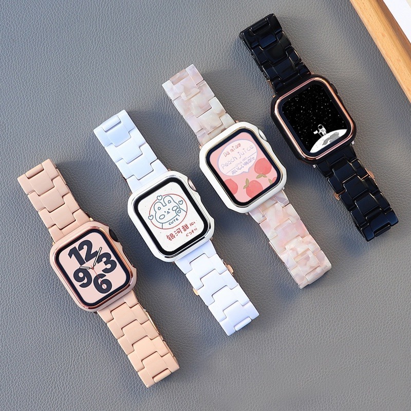Suitable for Apple watch Apple resin strap iwatch strap + pc case one-color set