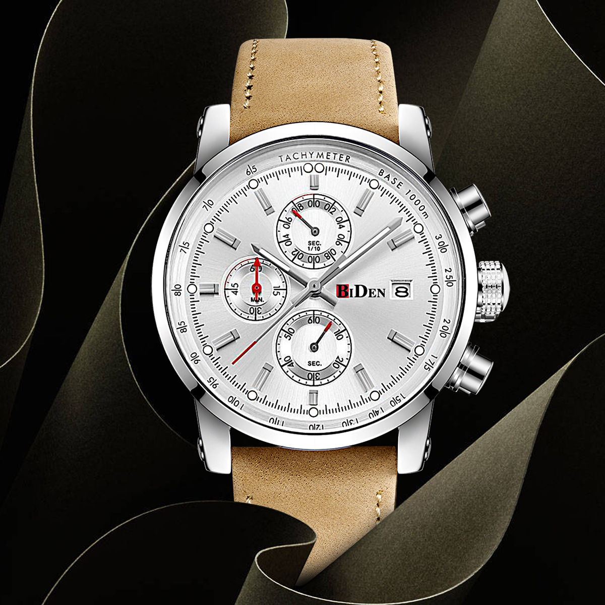 Biden Men's Watch Stylish Business Chronograph 30M Waterproof Watch Elegant Sports Analog Date