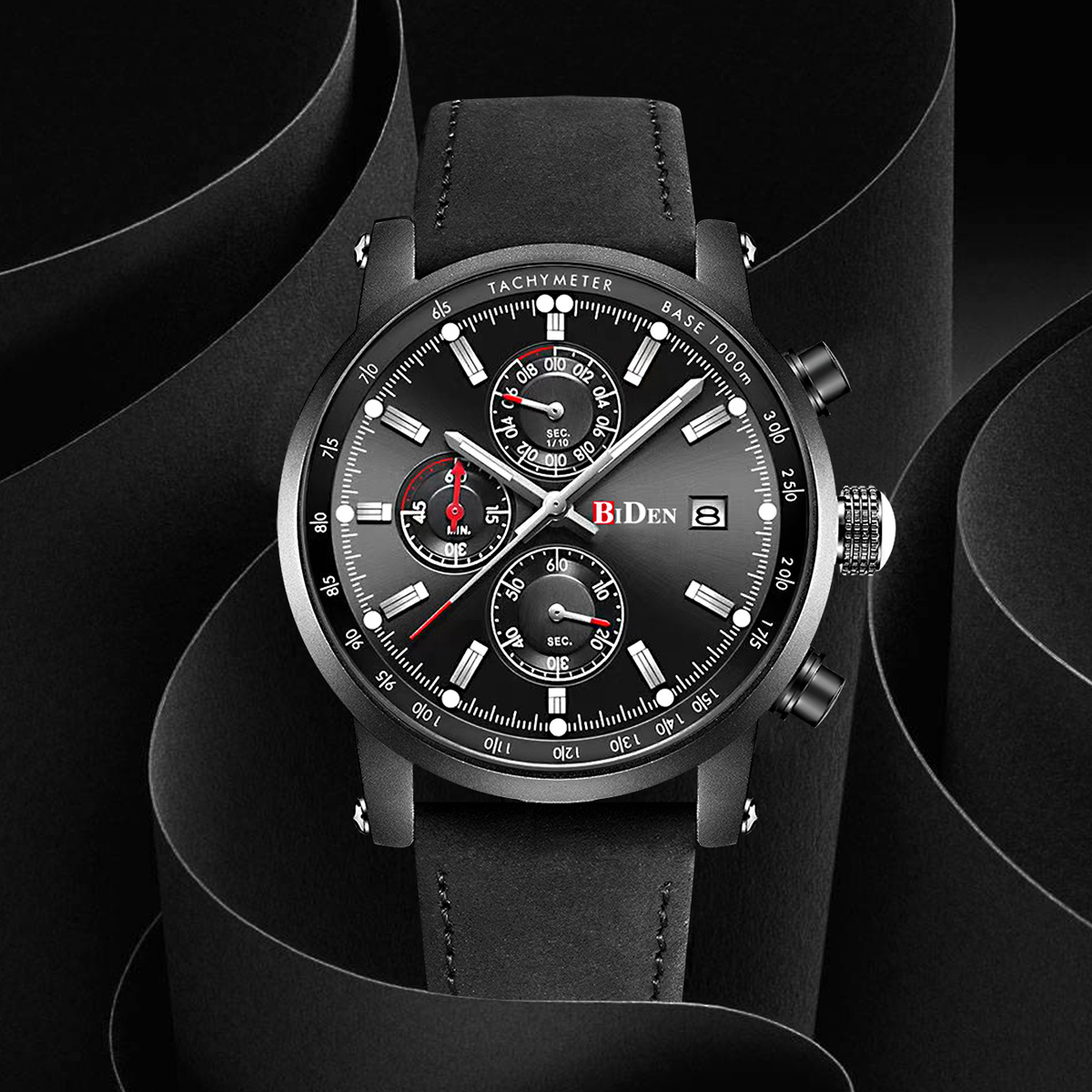 Biden Men's Watch Stylish Business Chronograph 30M Waterproof Watch Elegant Sports Analog Date