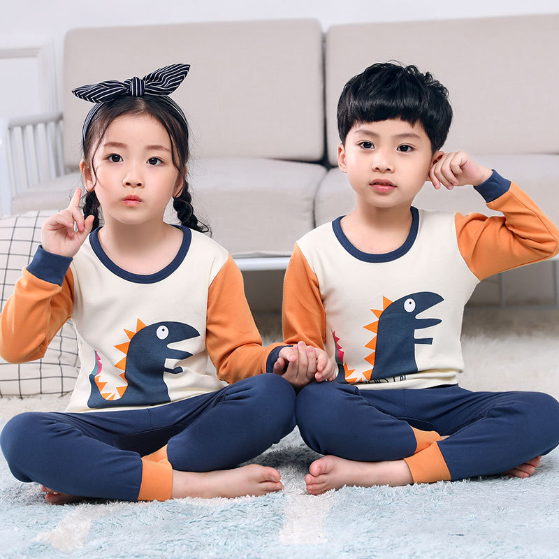 Children's pajamas, pure cotton, boys' autumn clothes, long johns, girls' baby thermal underwear set, children's bottoming cotton sweaters
