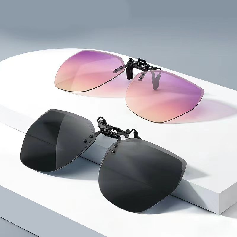 2025 New Flip-Up Sunglasses Polarized Clips Frameless Polygon Men’s and Women’s Sunglasses Clips Wholesale 1020
