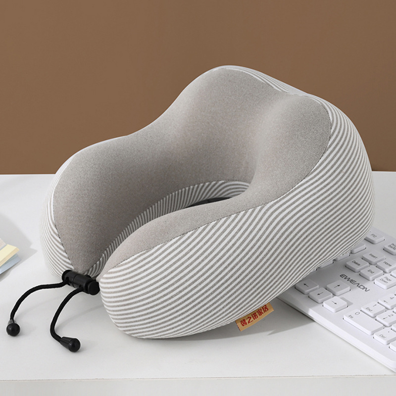 Memory Foam Slow Rebound Amazon Travel Hump Aircraft Pillow Aviation Cervical U-shaped Pillow Simple Striped Neck Pillow