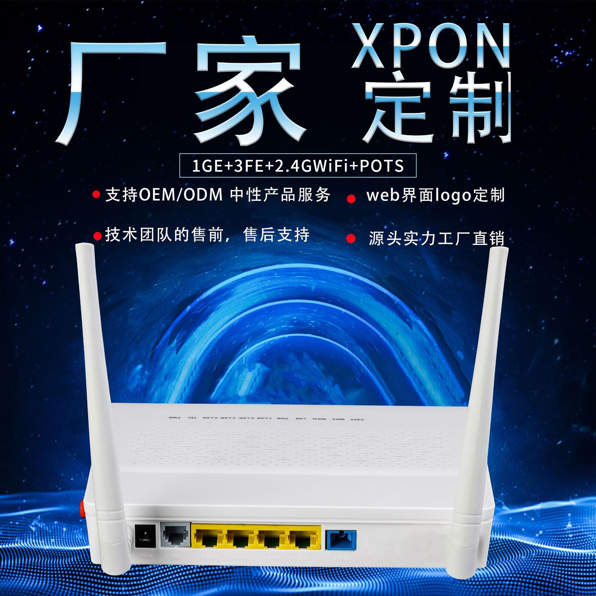 Factory direct sales Gigabit optical modem 1GE+3FE+WIFI+POTS fiber-to-home GPON ONU optical network unit