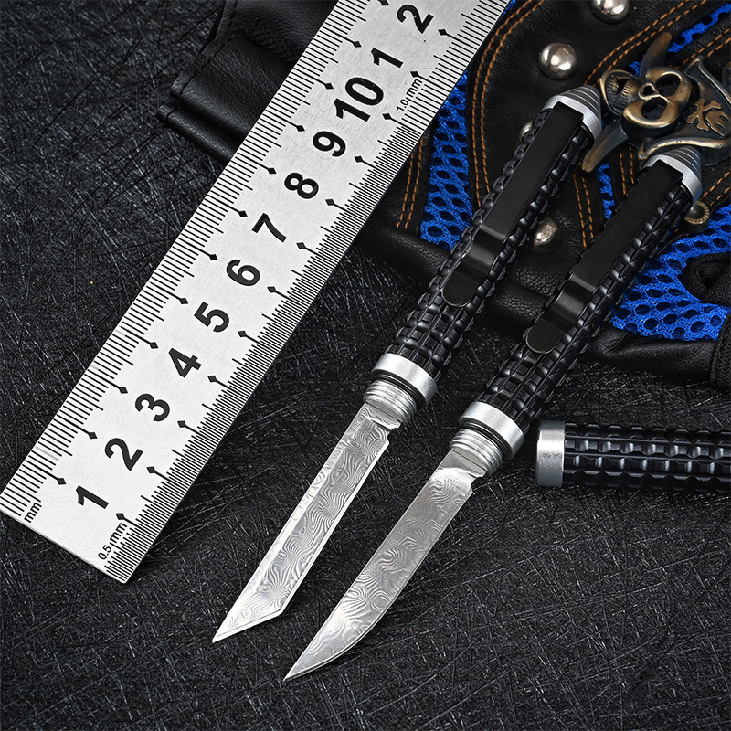 Mini Damascus Pen Knife Multifunctional Small Straight Knife Wild Survival Survival Tool Portable Outdoor Knife