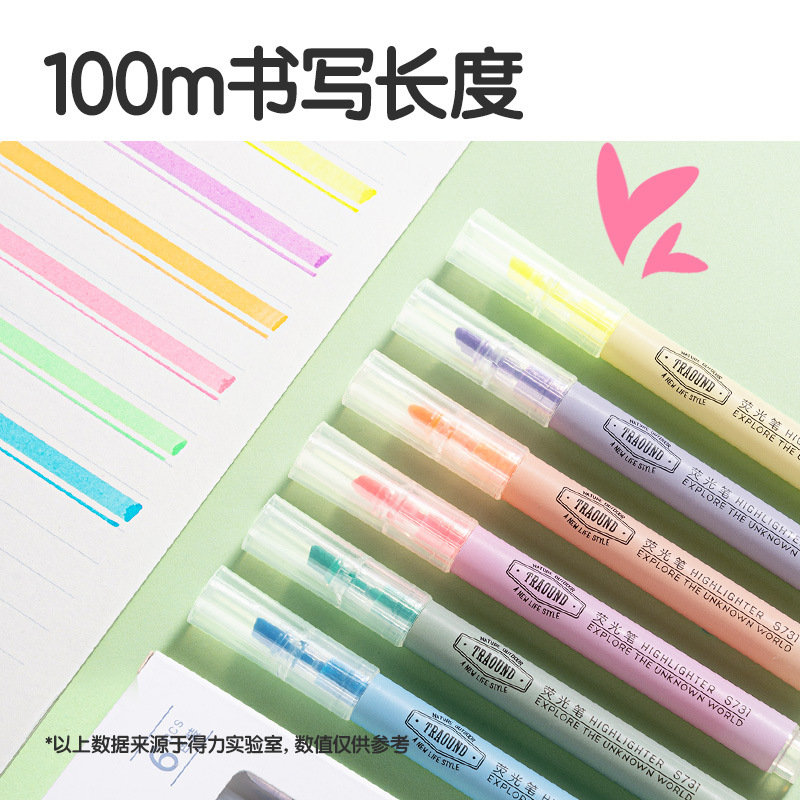 s624 Deli single-head boxed 6-color highlighter student key marker pen color pen marker