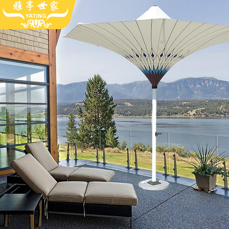 Outdoor tulip umbrella landscape parasol villa garden umbrella square large decorative flower umbrella center column sun umbrella